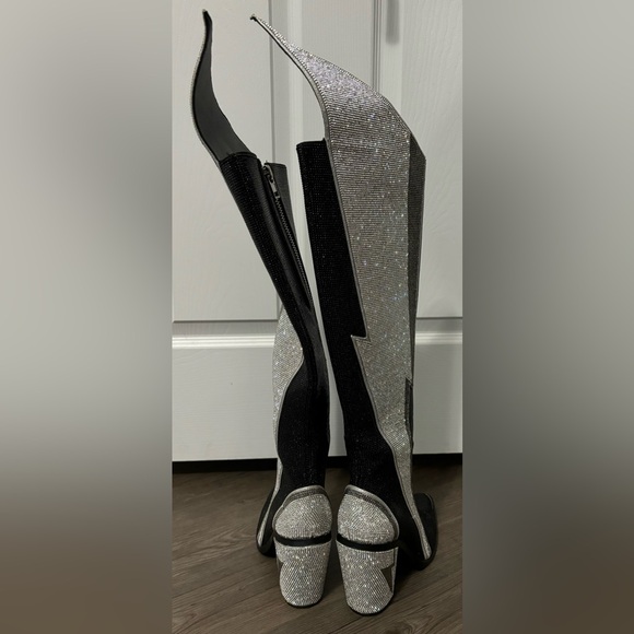 NWOB Dolls Kill / Club Exx Noir Ziggy Sheriff Shine Knee High Boots - Picture 8 of 8